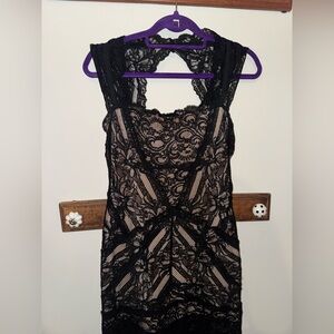 Nicole Miller Black and Cream Lace Dress